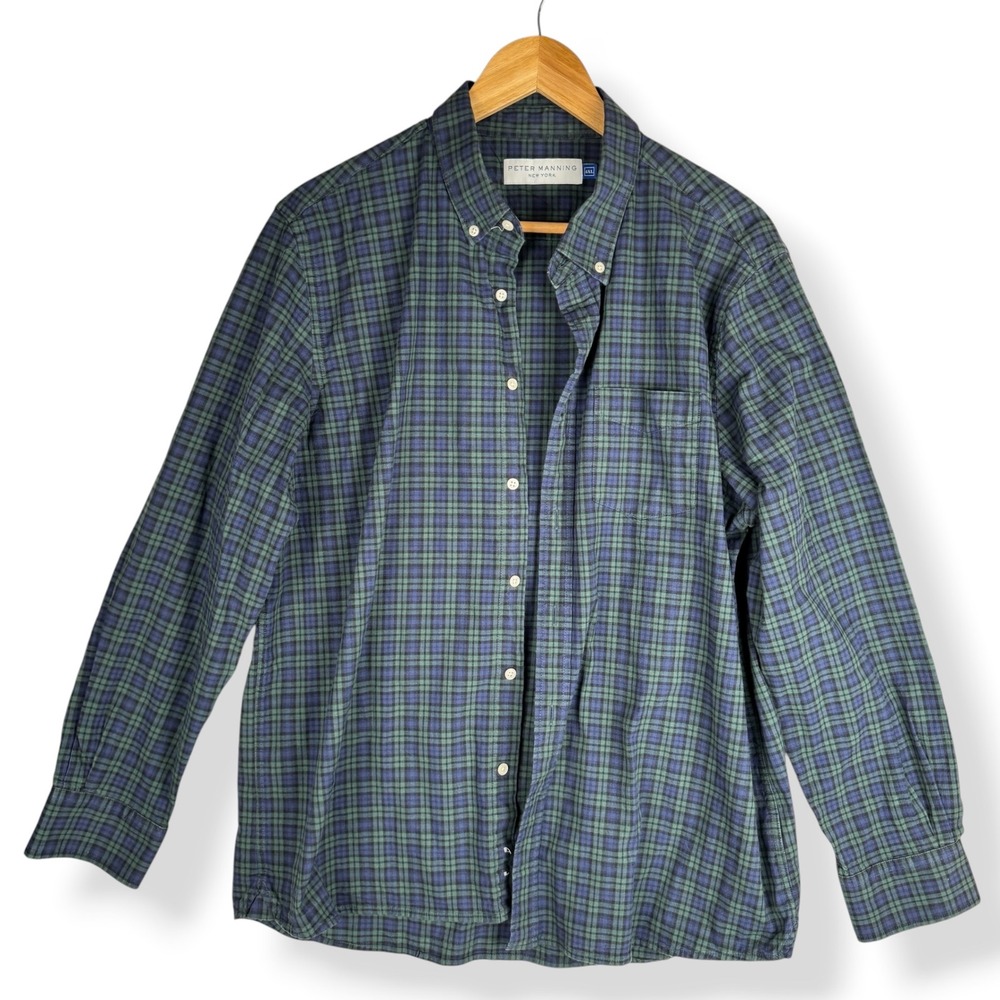 Peter Manning Shirt Mens Size 4XL Runs Small Plaid Button Preppy Heritage Casual